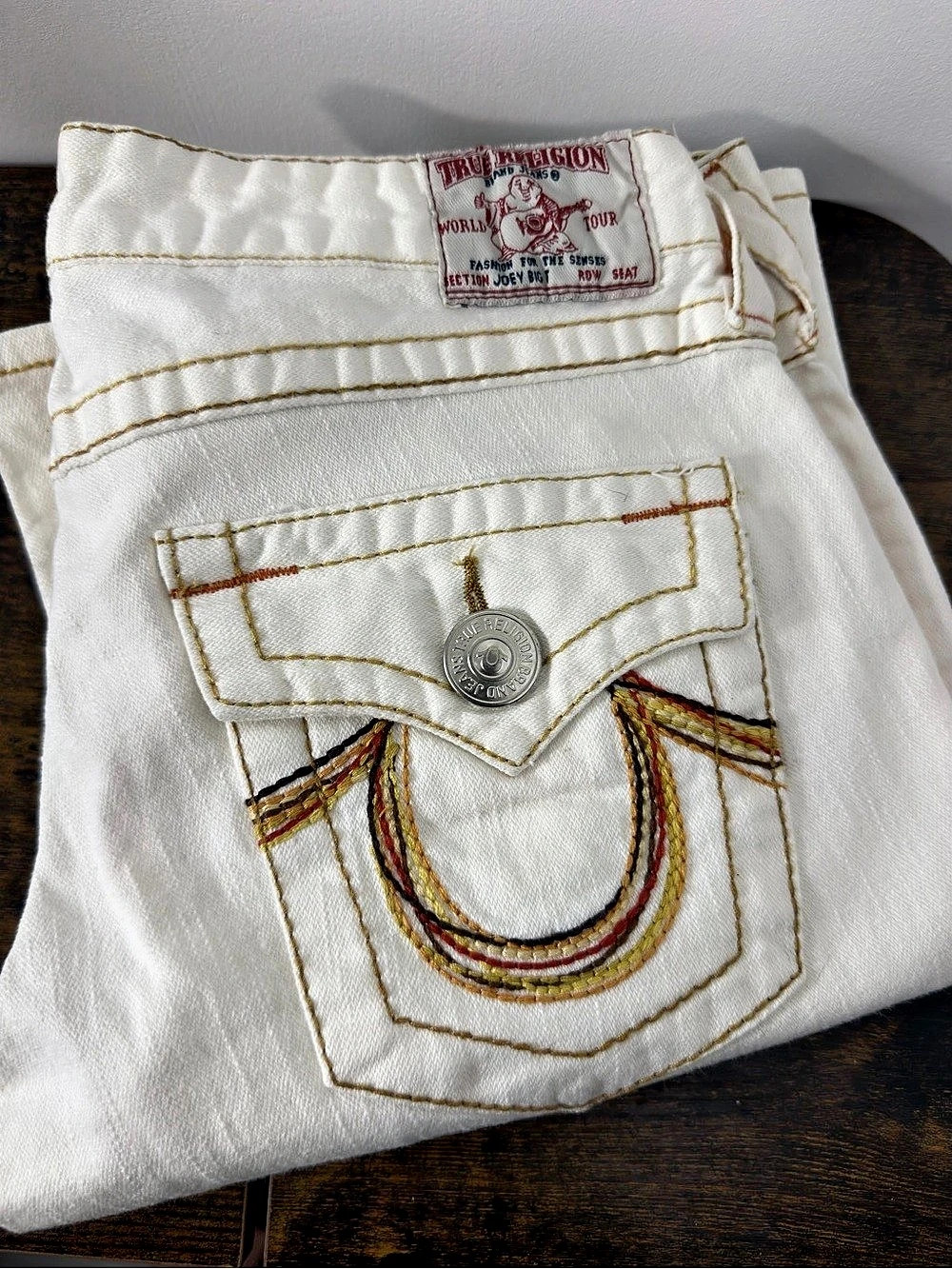 True Religion Joey Super T Flare Jeans White Waist 27